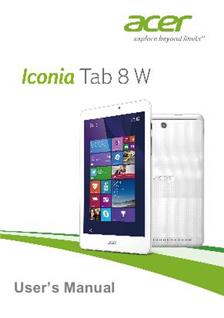Acer Iconia Tab 8W manual. Camera Instructions.